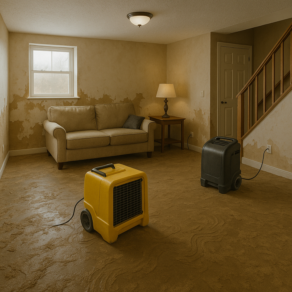 Fans and drying equipment inside home